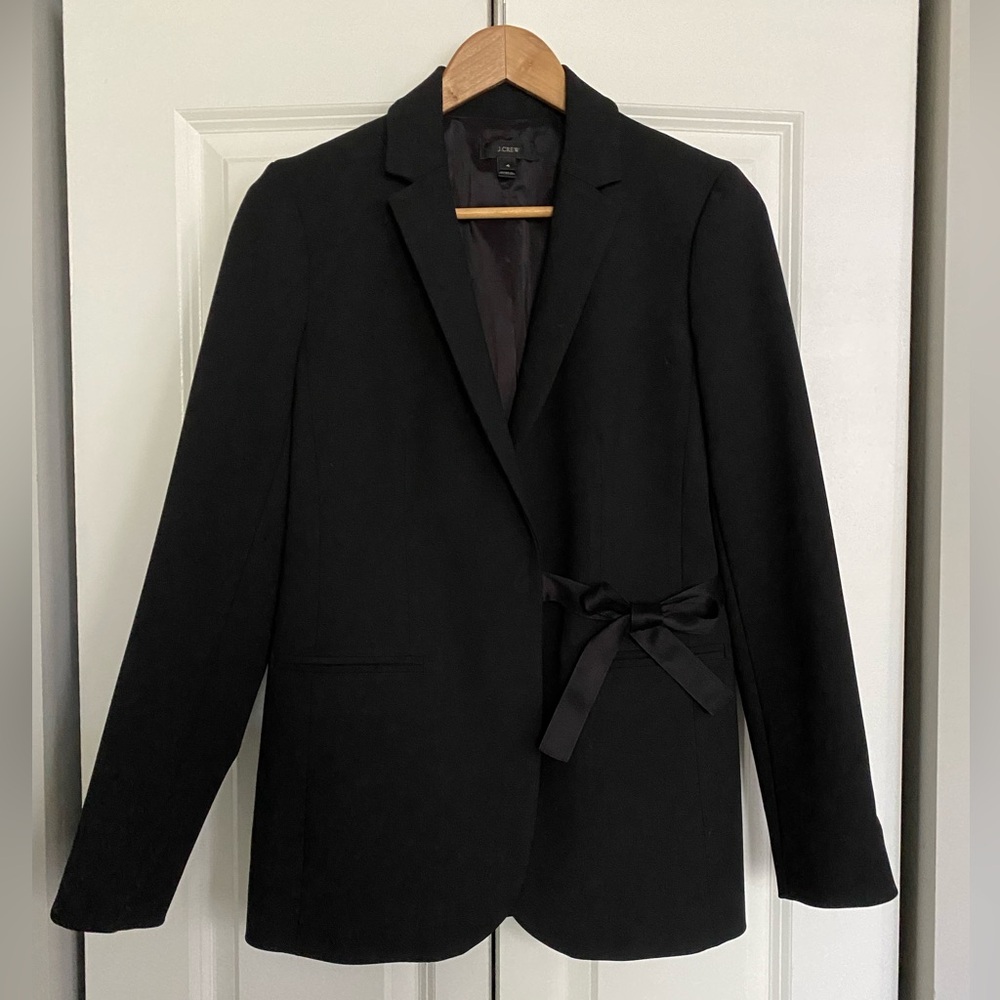 J. Crew Black Blazer with Ribbon Tie